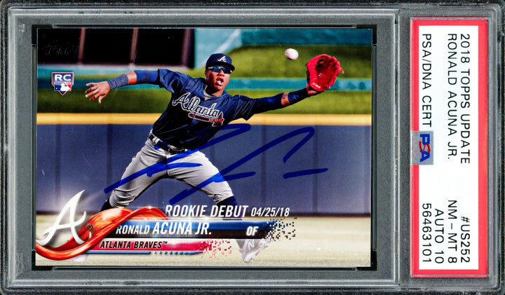 Ronald Acuna Jr. Auto 2018 Topps Update RC US252 Braves PSA 8 Auto GM 10 PSA/DNA