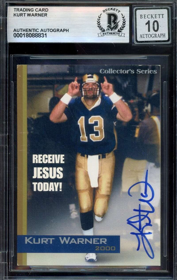 Kurt Warner Gem Mint 10 Beckett BAS Signed Personal Trading Card Autograph