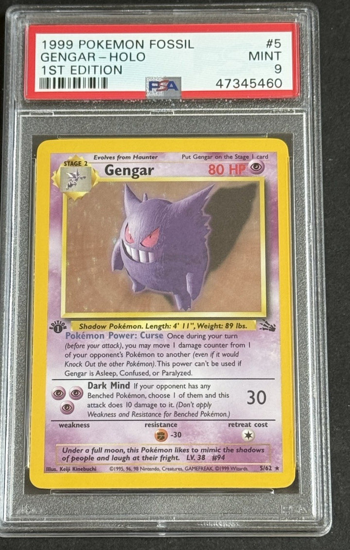 Pokemon Gengar Holo Rare 1st Edition Fossil #5 PSA 9 MINT Beauty
