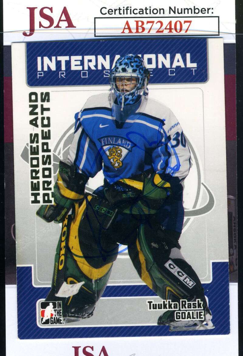 Tuuka Rask JSA Coa Signed 2006 In The Game Rookie Autograph