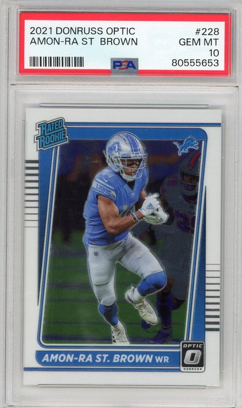 Graded 2021 Donruss Optic Amon-Ra St. Brown #228 Rookie RC Card PSA 10