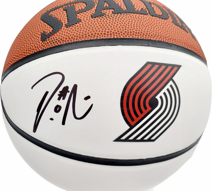 Damian Lillard Autographed Spalding Trail Blazers White Logo Basketball Beckett