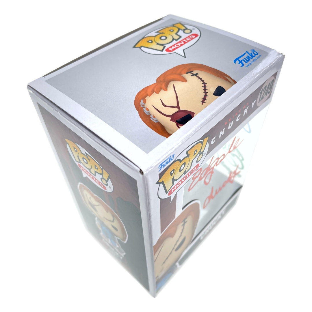 Chucky Funko Pop #1249 Autographed x3 Ed Gale Alex Vincent Edan Gross JSA COA
