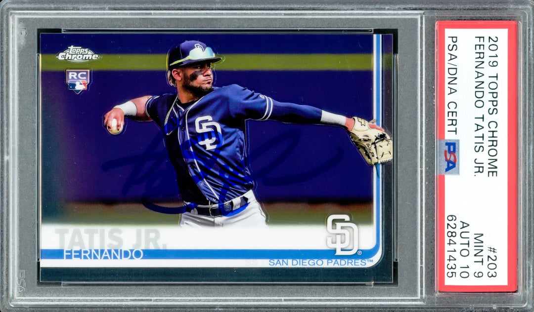 Fernando Tatis Jr. Auto 2019 Topps Chrome RC 203 Padres PSA 9 Auto GM 10 PSA/DNA