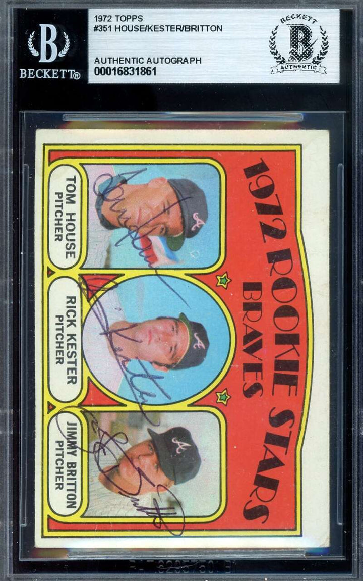 House Kester Britton Beckett BAS Signed By 3 1972 Topps Rookie Stars Autograph