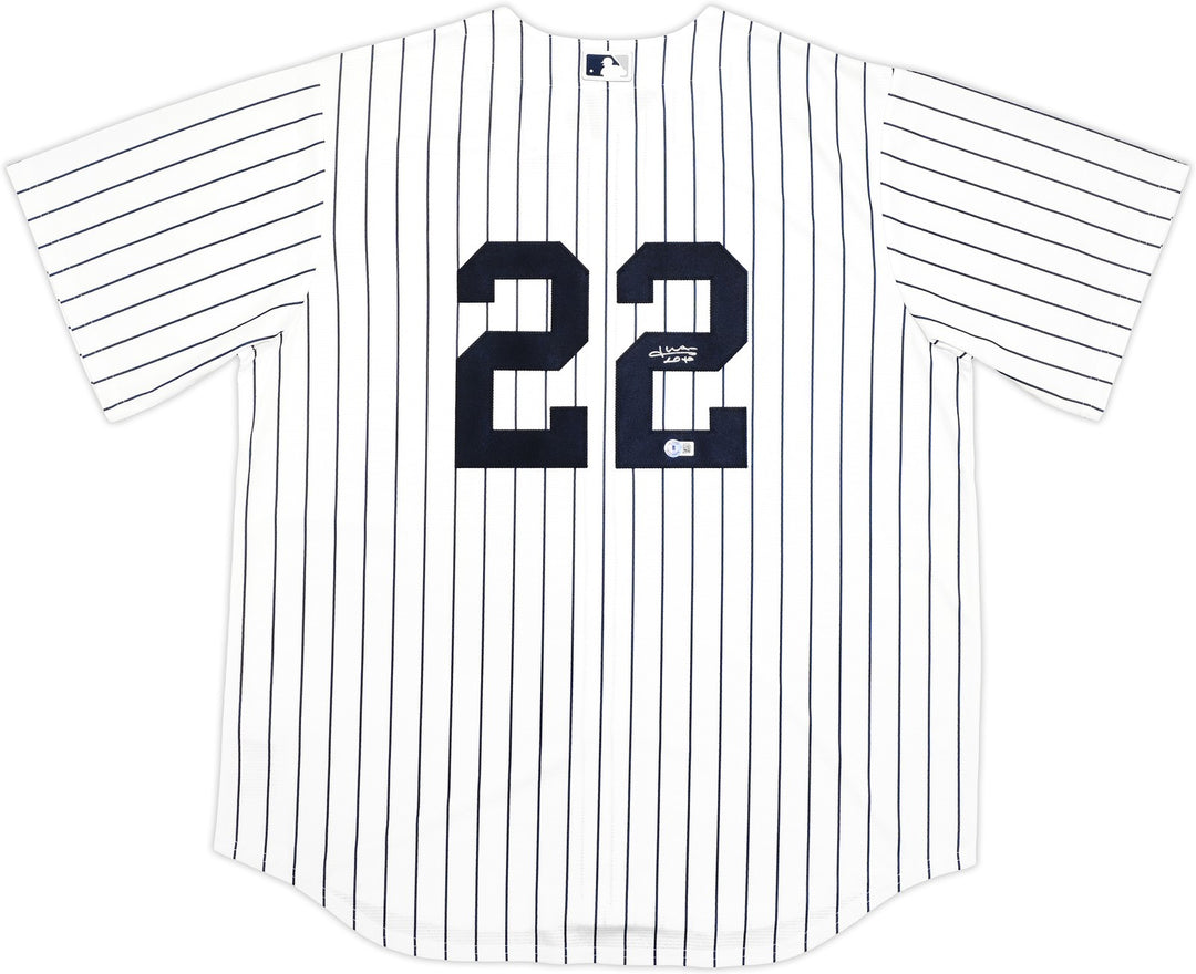 New York Yankees Juan Soto Signed White Pinstripes Nike Jersey Size XL Beckett