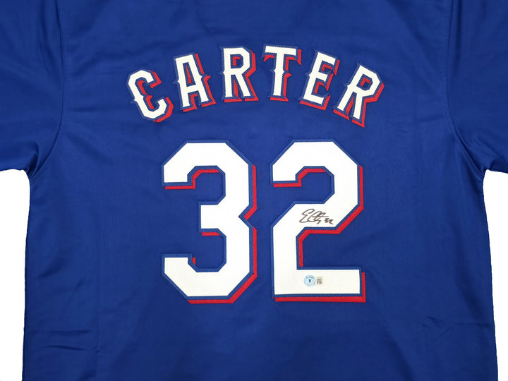 Texas Rangers Evan Carter Signed Blue Jersey Beckett Witness