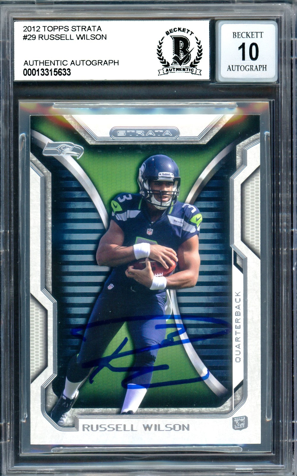 Russell Wilson Signed 2012 Topps Strata RC #29 Seattle Seahawks Auto 10 Beckett