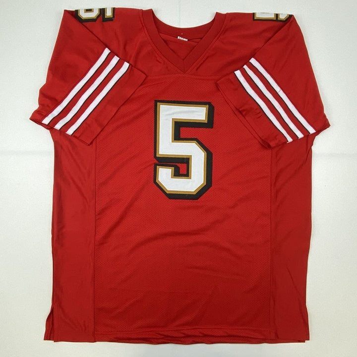 Autographed/Signed Jeff Garcia San Francisco Red Jersey Beckett BAS COA