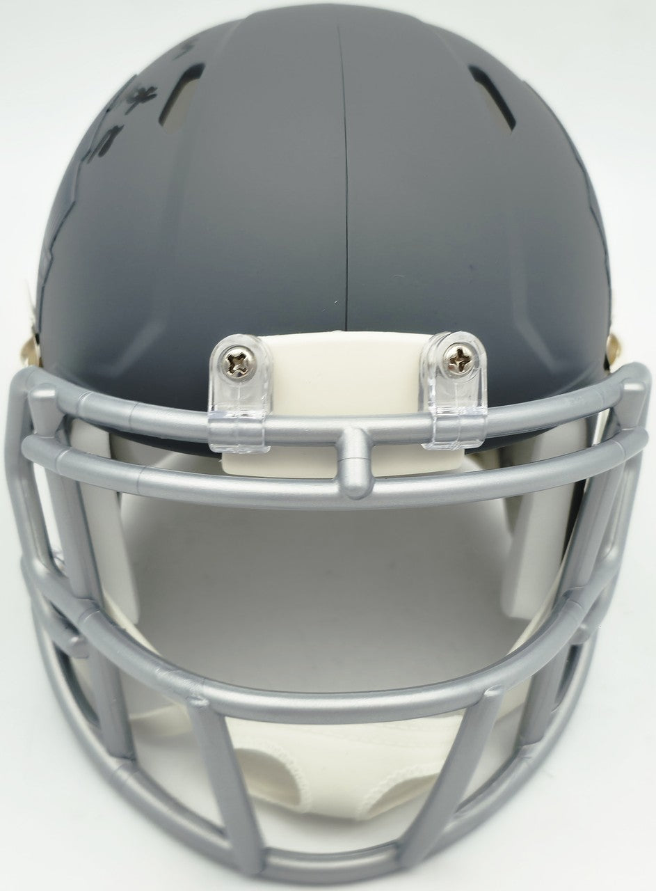 Brian Urlacher Signed HOF Slate Gray Speed Mini Helmet "HOF 18" Beckett Witness