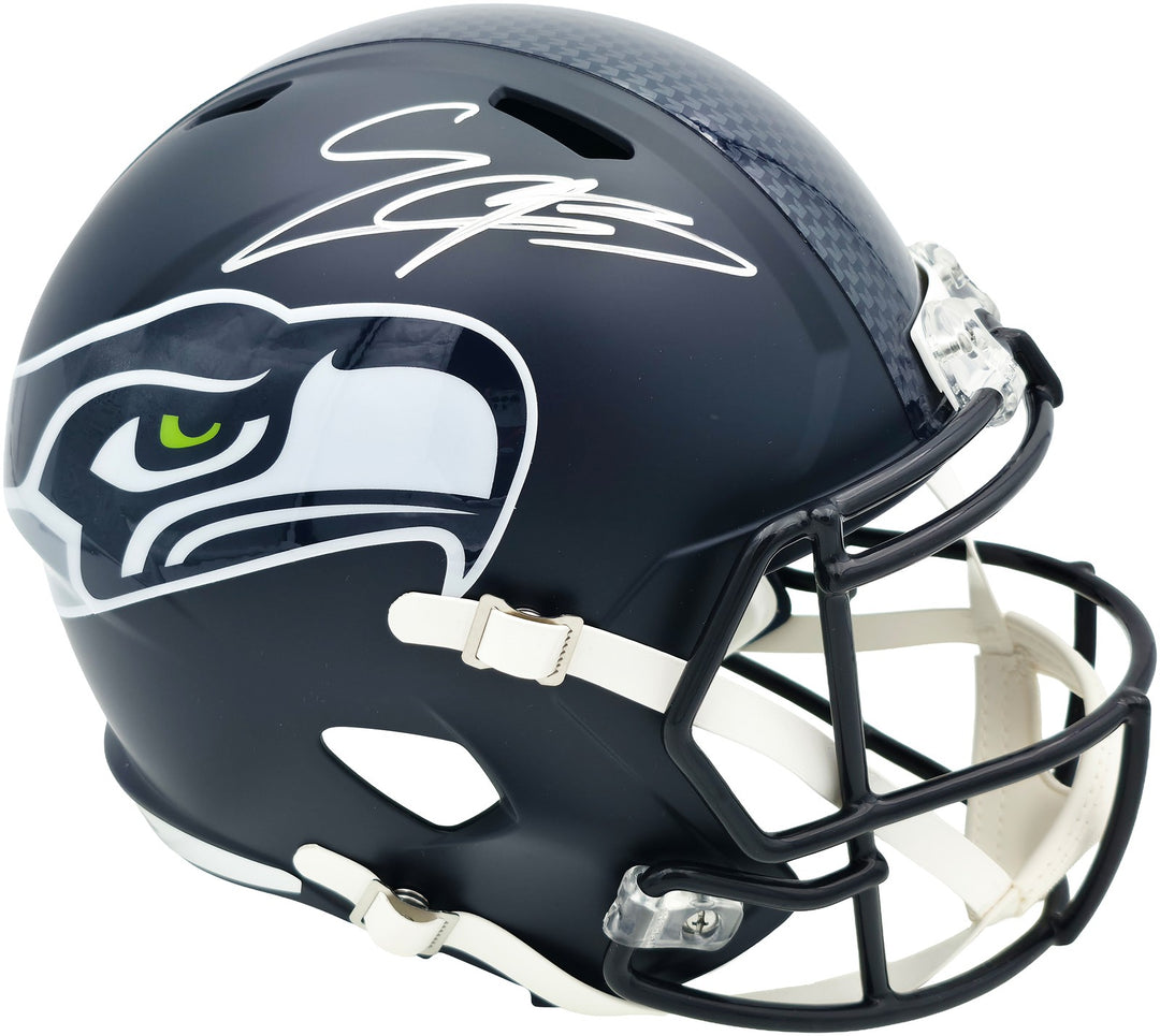 Nick Emmanwori Signed Seahawks Blue Full Size Speed Replica Helmet BAS Witness