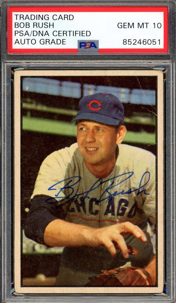 Bob Rush Gem Mint 10 PSA DNA Signed 1953 Bowman Color Autograph