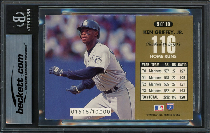 Ken Griffey Jr. Signed 1994 Donruss Dominators 3.5x5 Card 9 Mariners Beckett