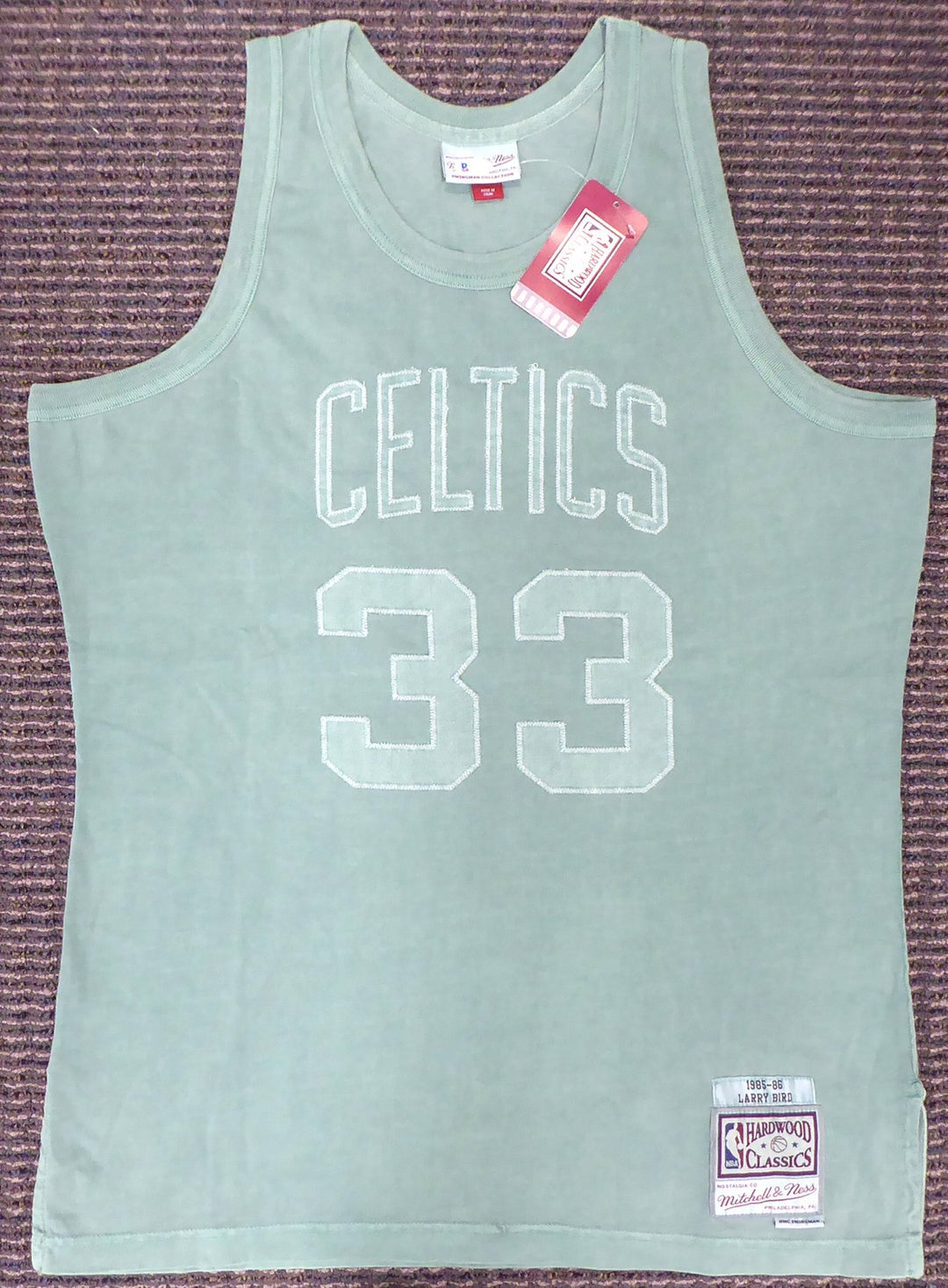 Celtics Larry Bird Auto Green Mitchell Ness Washed Out Swingman Jersey L Beckett