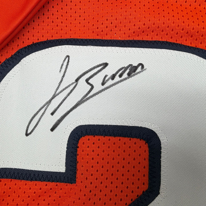 Autographed/Signed Jahdae Barron Denver Orange Football Jersey Beckett COA