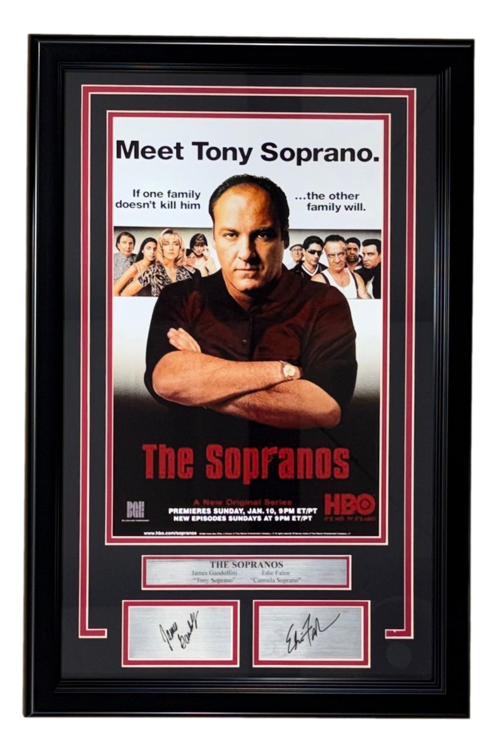 James Gandolfini Falco Framed 11x17 The Sopranos Photo w/ Laser Engraved Autos