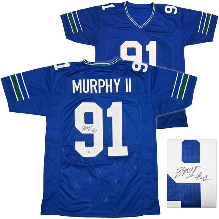 Seattle Seahawks Byron Murphy II Signed Blue Throwback Jersey MCS Holo
