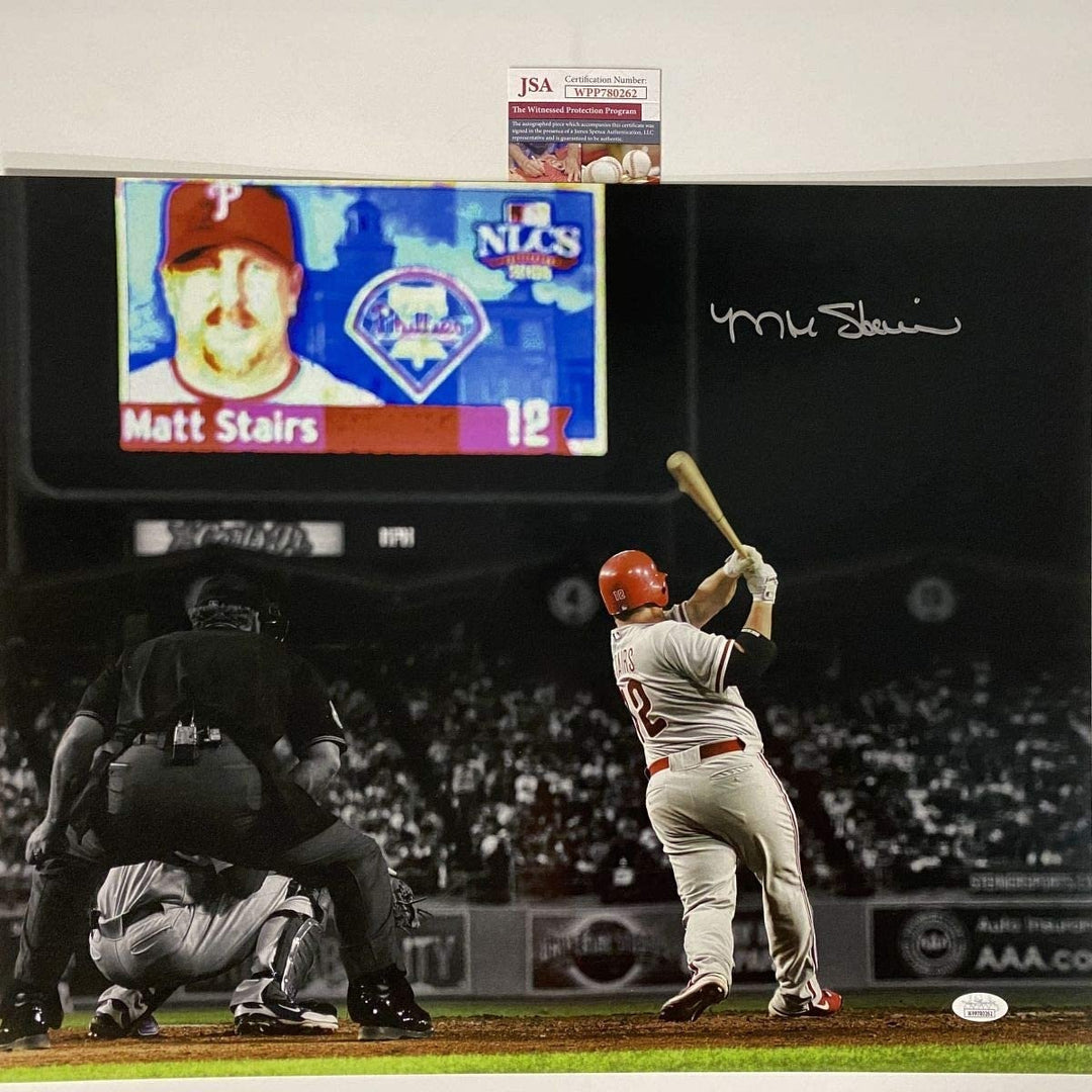 Autographed/Signed MATT STAIRS Moon Shot Phillies 16x20 Photo JSA COA