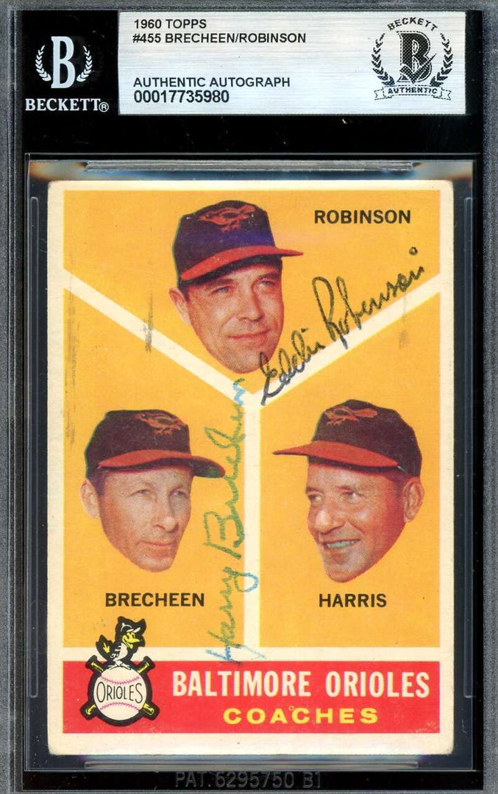 Harry Brecheen Eddie Robinson Beckett BAS Signed 1960 Topps Autograph