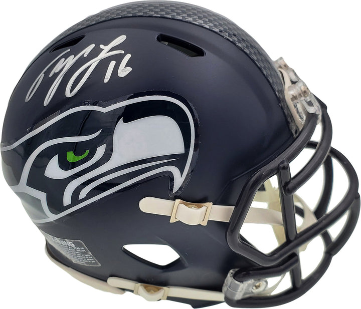 Tyler Lockett Signed Seattle Seahawks Speed Mini Helmet In Silver MCS Holo