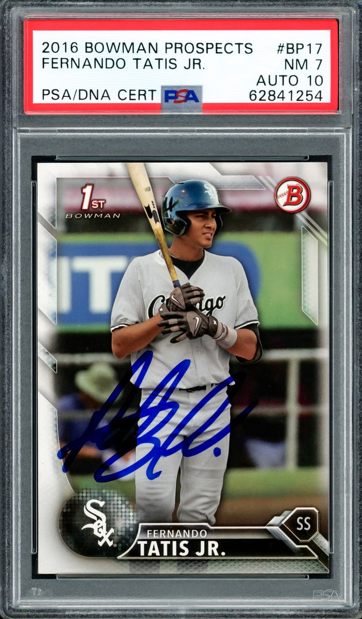 Fernando Tatis Jr. Signed 2016 Bowman Prospects RC #BP17 San Diego Padres PSA7