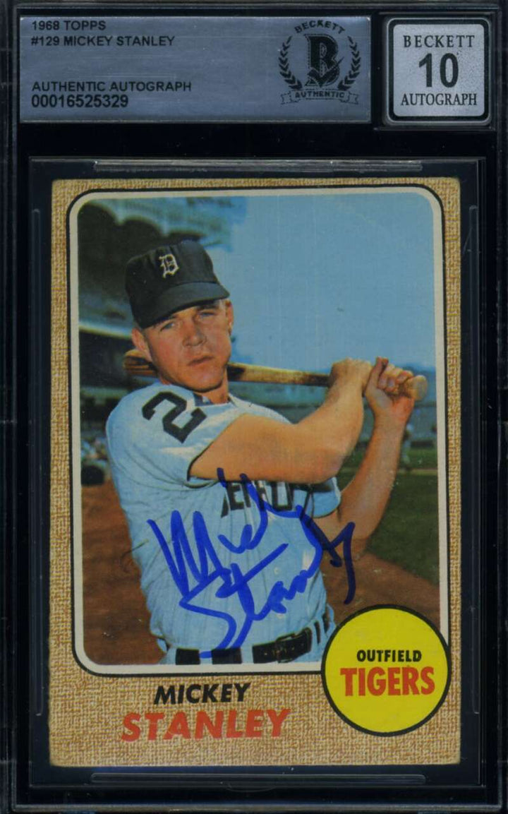 Mickey Stanley Gem Mint 10 Beckett BAS Signed 1968 Topps Autograph