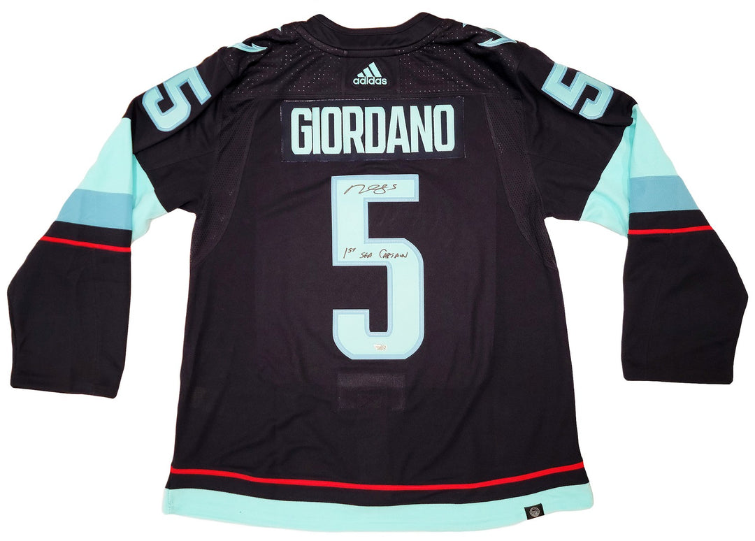 Kraken Mark Giordano Auto Navy Adidas Inaugural Jersey Size 54 "1st Sea Captain"