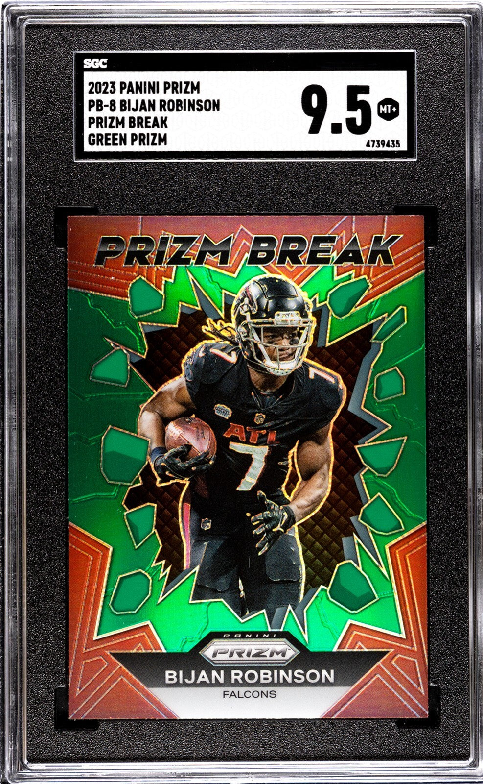 Bijan Robinson 2023 Panini Prizm Break Green RC -PB-8 - SGC Graded 9.5 Mint+