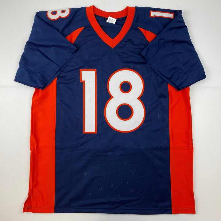 Facsimile Autographed Peyton Manning Denver Blue Laser Jersey Size Men's XL
