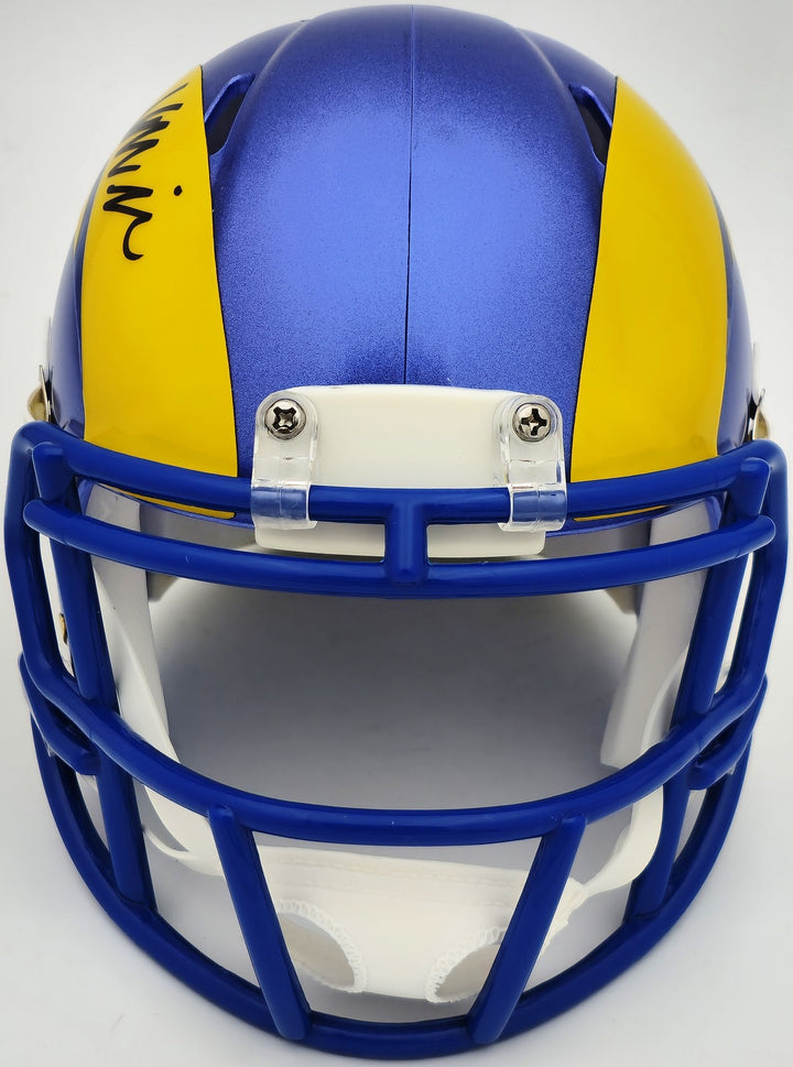 Kyren Williams Signed Los Angeles Rams Blue Speed Mini Helmet Beckett Witness