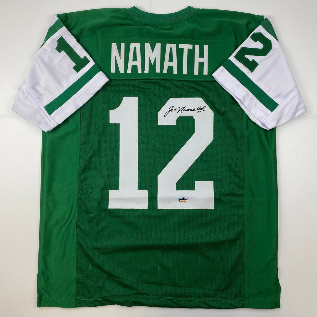 Facsimile Autographed Joe Namath New York Green Laser Jersey Size Men's XL