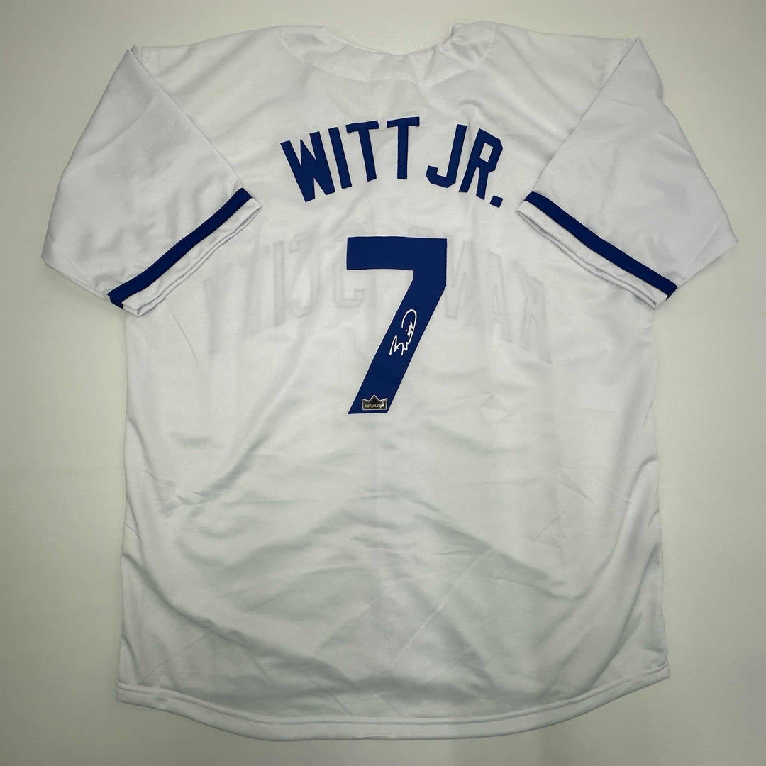 Facsimile Autographed Bobby Witt Jr Kansas City White Reprint Jersey Men's XL