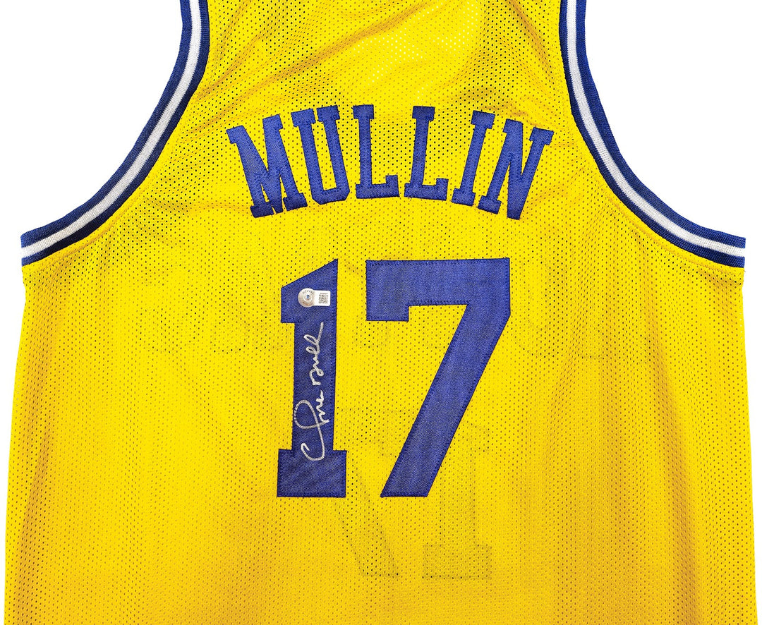 Golden State Warriors Chris Mullin Autographed Signed Yellow Jersey Beckett Wit