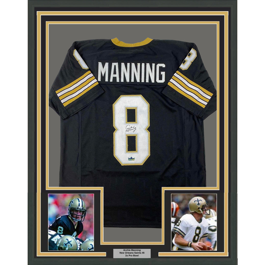 Framed Facsimile Autographed Archie Manning 33x42 Reprint Laser Auto Jersey