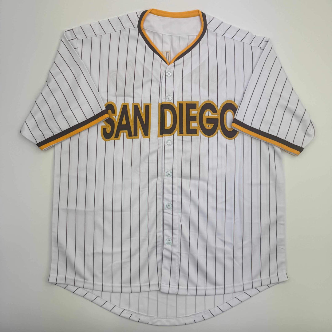 Autographed/Signed MANNY MACHADO San Diego Pinstripe Baseball Jersey Beckett COA