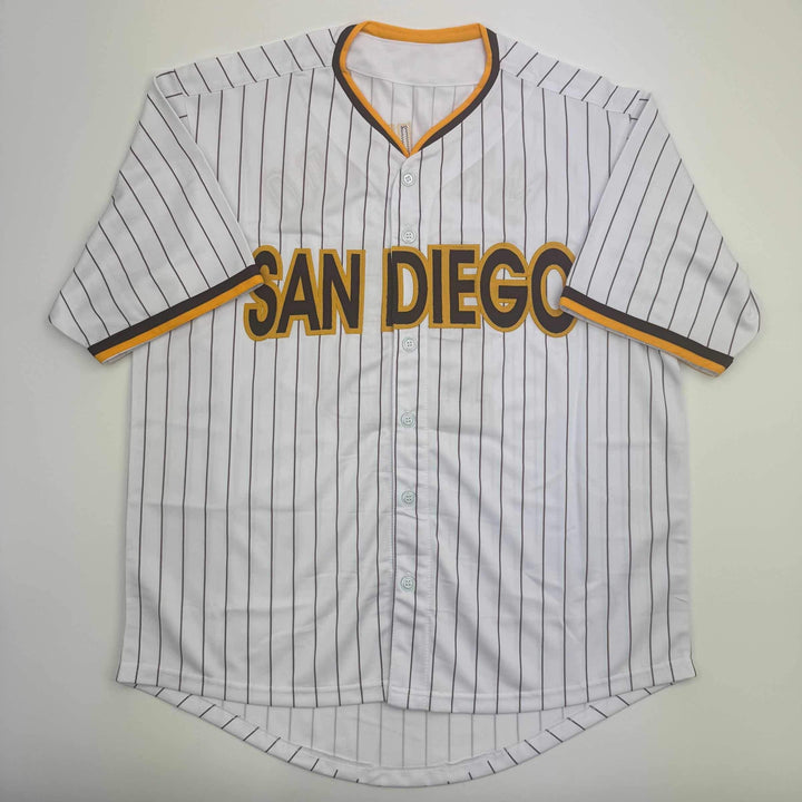 Autographed/Signed MANNY MACHADO San Diego Pinstripe Baseball Jersey Beckett COA
