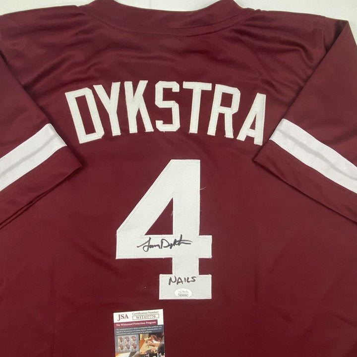 Autographed/Signed Lenny Dykstra Nails Philadelphia Maroon Baseball Jersey JSA C