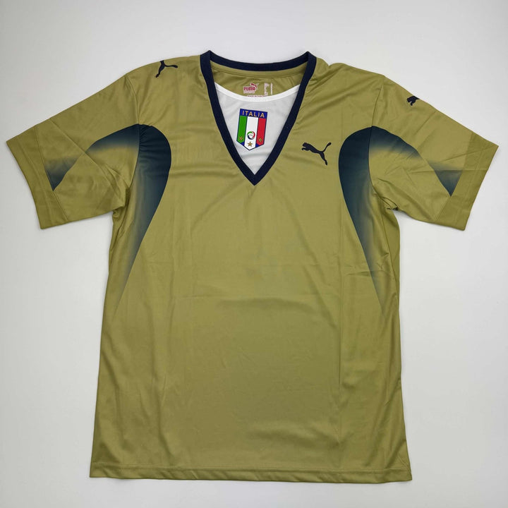 Autographed/Signed Gianluigi Buffon Italy Gold Futbol Jersey Beckett COA
