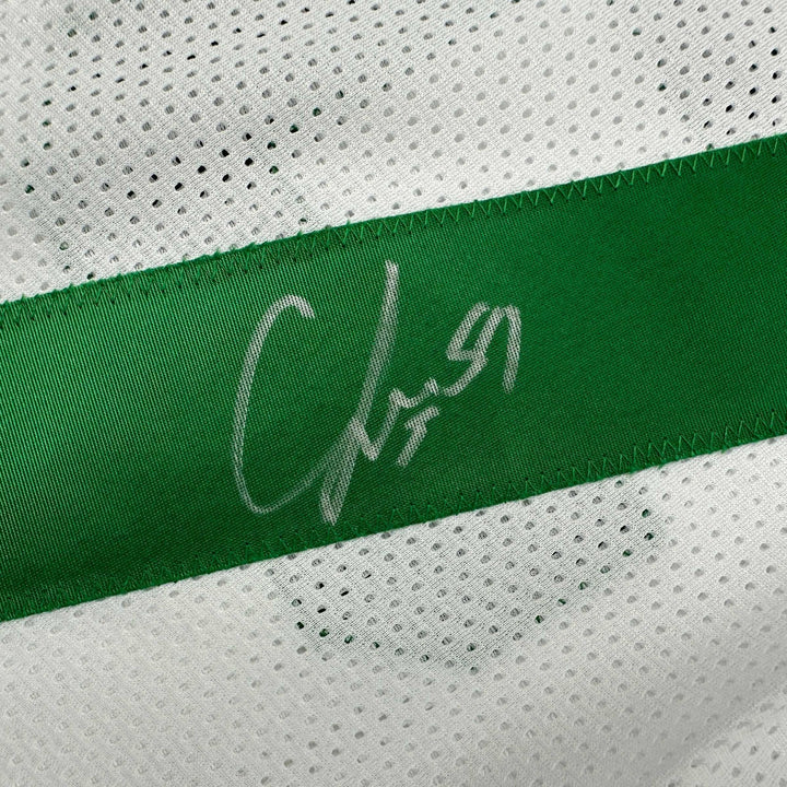 Autographed/Signed CJ C.J. Mosley New York White Football Jersey JSA COA