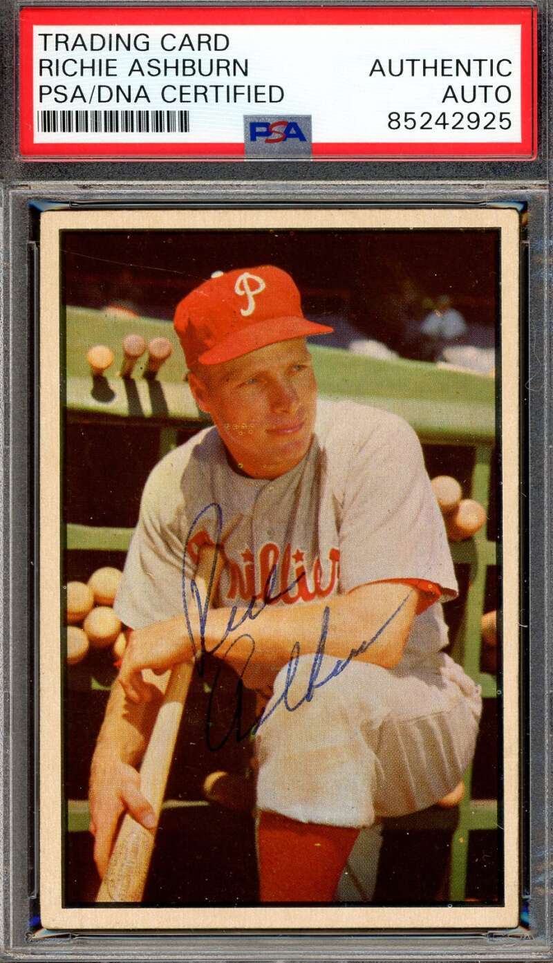 Richie Ashburn PSA DNA Signed 1953 Bowman Color Autograph