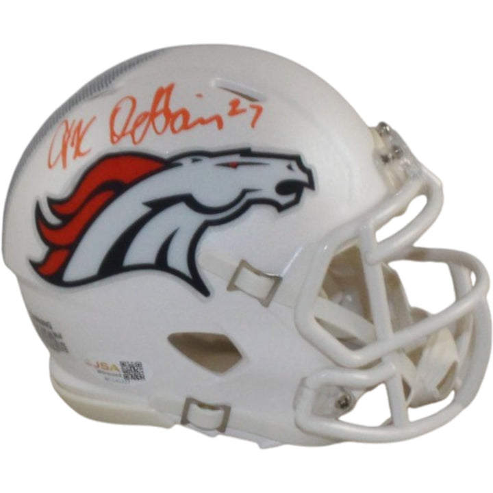 JK Dobbins Autogrraphed/Signed Denver Broncos 24 Alt Mini Helmet JSA 57175