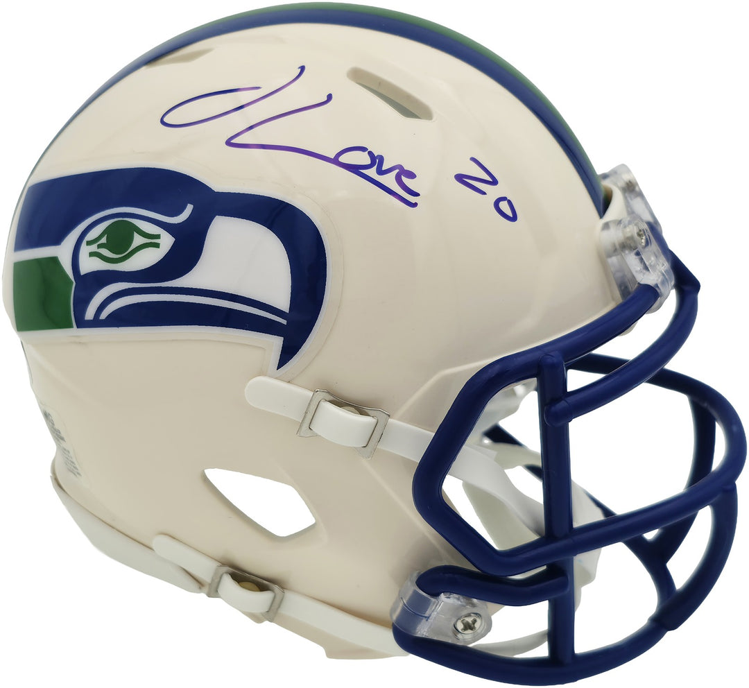 Julian Love Signed Seattle Seahawks Cream Retro Speed Mini Helmet MCS Holo