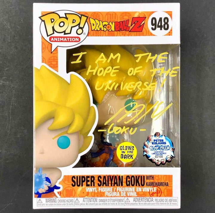 Peter Kelamis signed Super Saiyan Goku glow Funko Pop LE /100 Toy-Zilla COA