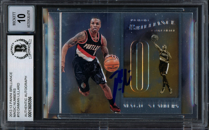 Damian Lillard Auto 2012-13 Panini Brilliance Magic Numbers RC 10 Sig 10 Beckett