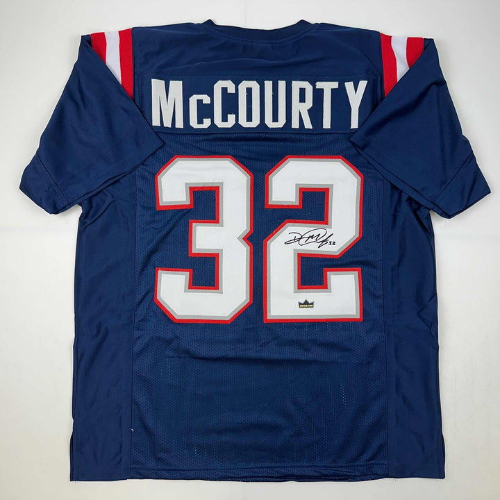 Facsimile Autographed Devin McCourty New England Blue Reprint Jersey Men's XL