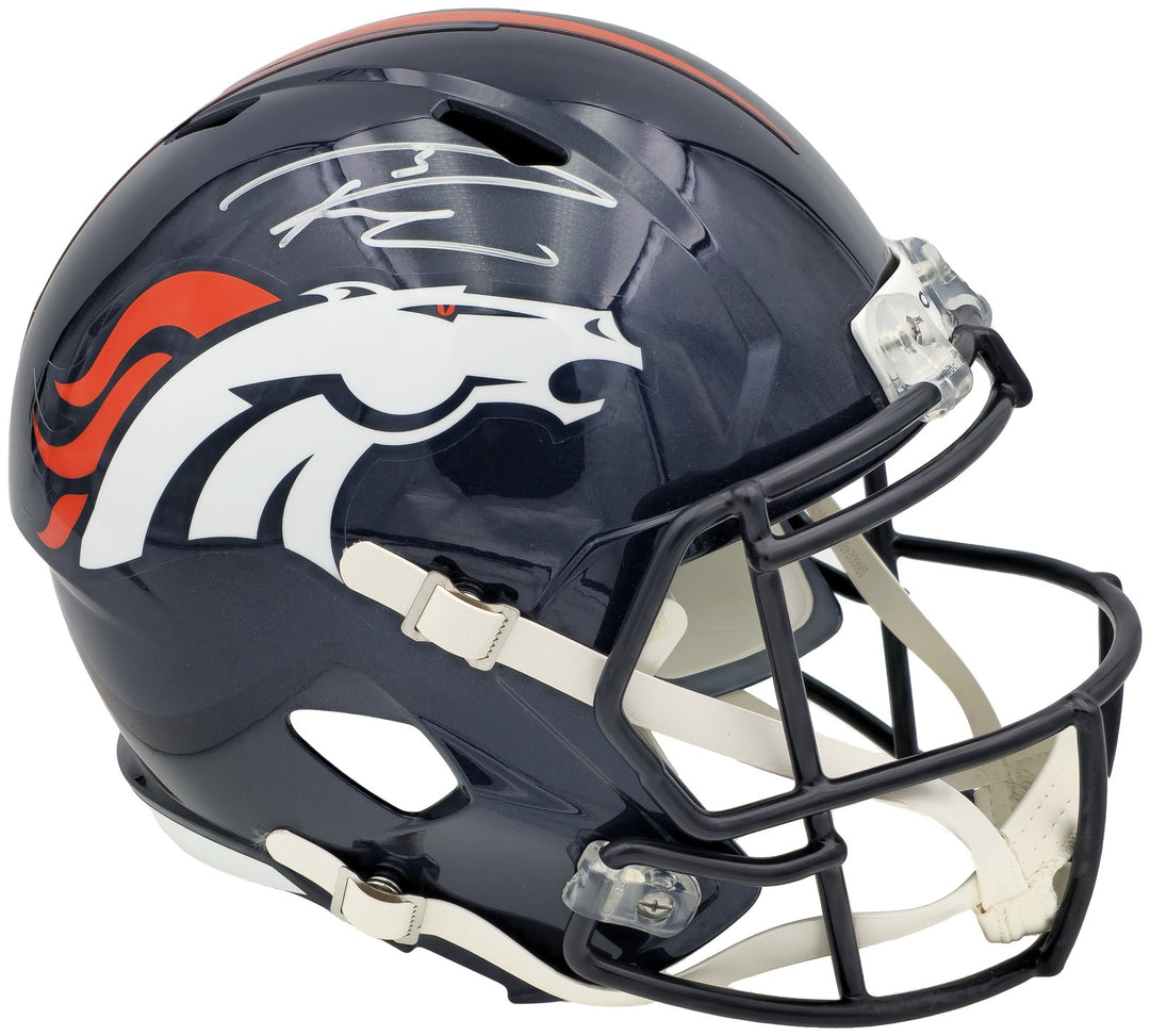 Russell Wilson Signed Broncos Blue Full Size Replica Speed Helmet Fanatics Holo