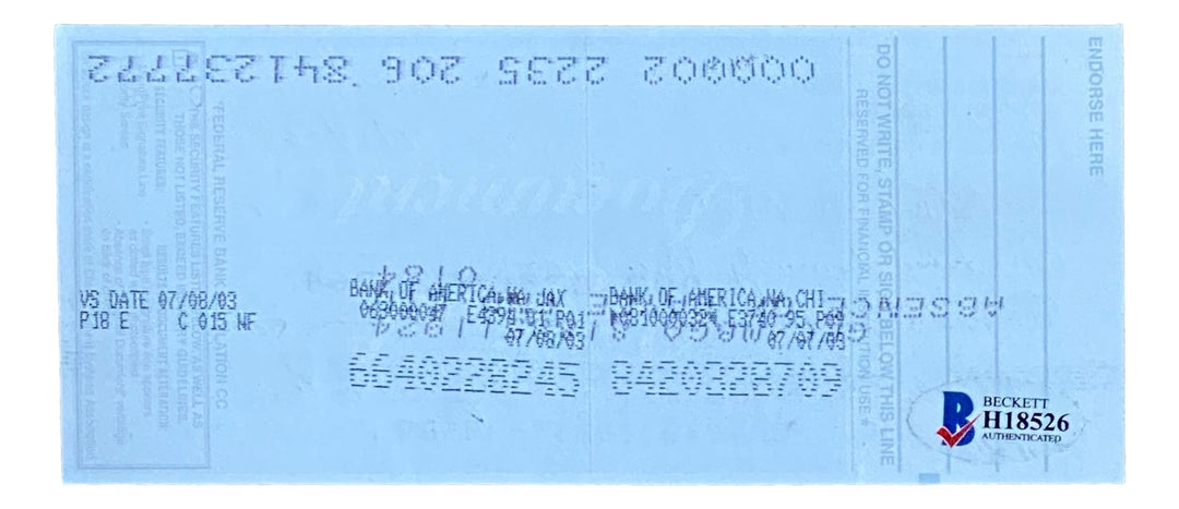 Gary Carter Montreal Expos Signed  Bank Check #9989 BAS