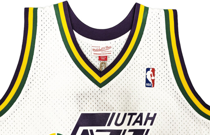 Jazz John Stockton Auto White Auth Mitchell Ness 91 HWC Swingman Jersey XL BAS