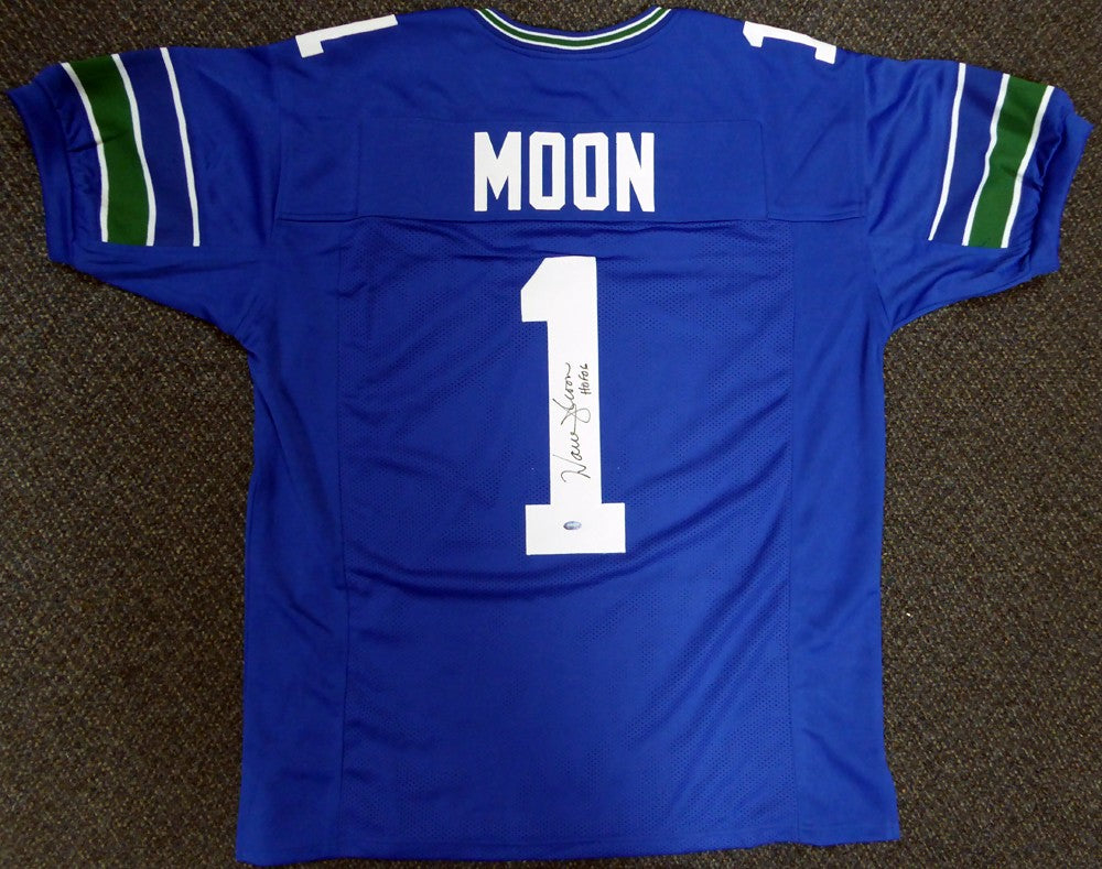 Seattle Seahawks Warren Moon Autographed Signed Blue Jersey "HOF 06" MCS Holo