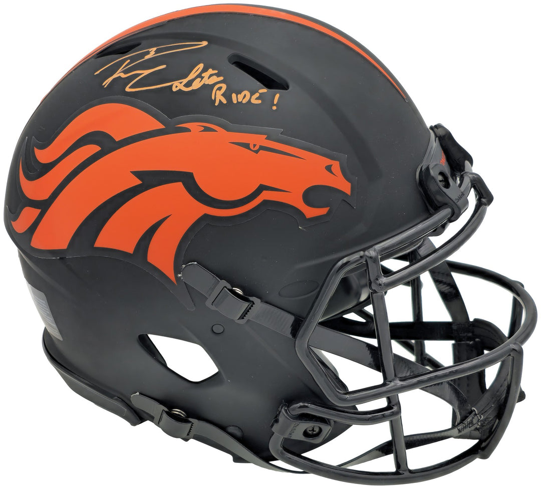 Russell Wilson Auto Broncos Eclipse Black Full Size Auth Helmet Lets Ride